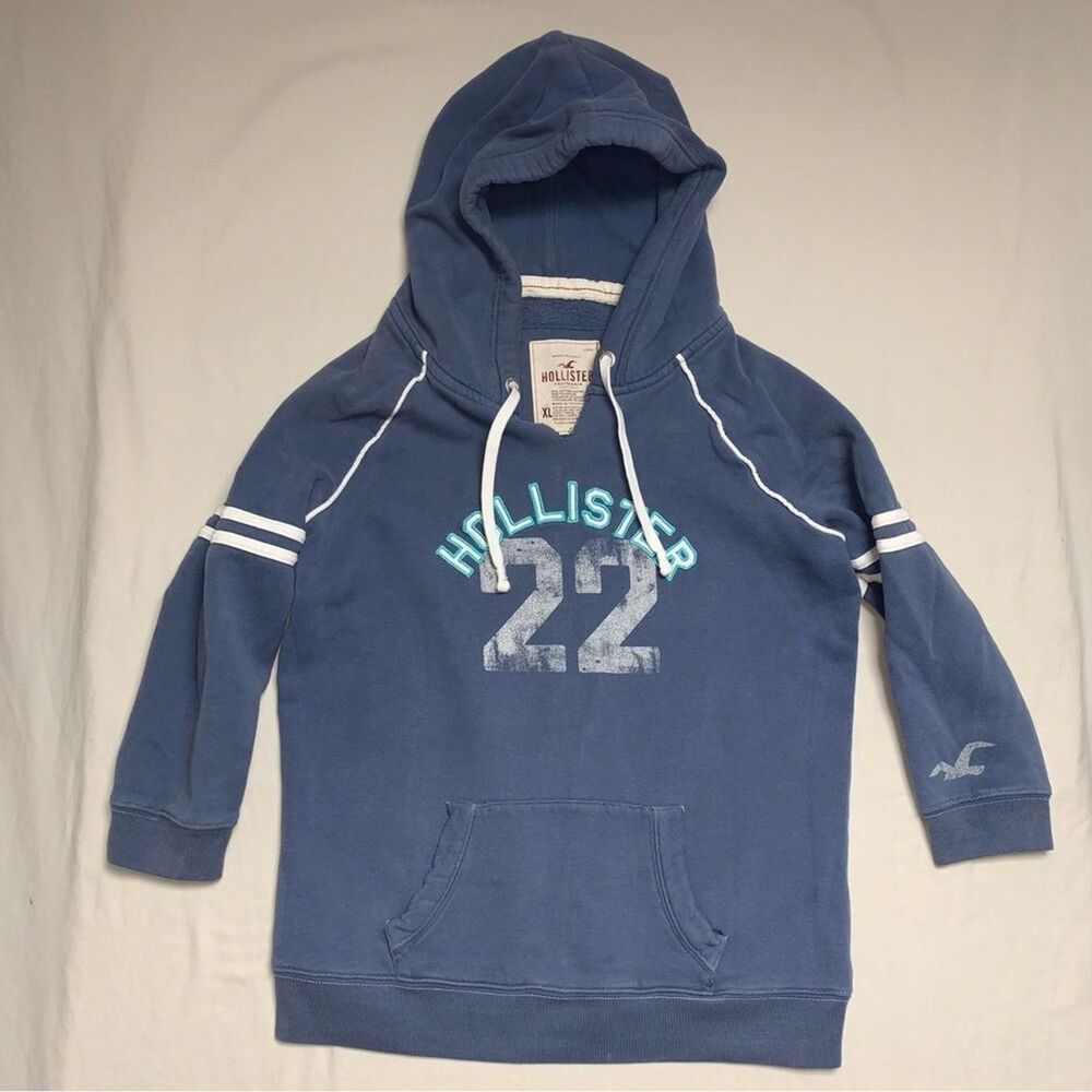 Hollister Blue Logo Hoodie Sweatshirt Girl’s XL Pullover 22 Sporty athletic Fall